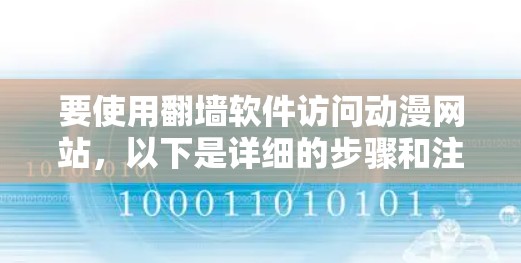 要使用翻墙软件访问动漫网站，以下是详细的步骤和注意事项