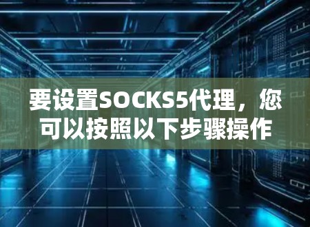 要设置SOCKS5代理，您可以按照以下步骤操作