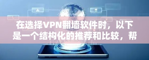 在选择VPN翻墙软件时，以下是一个结构化的推荐和比较，帮助您做出明智的决定